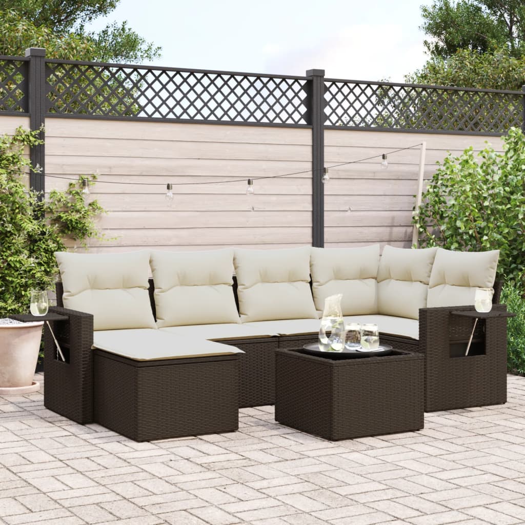Set Mobilier De Grădină Cu Perne, 6 Piese, , Poliratan