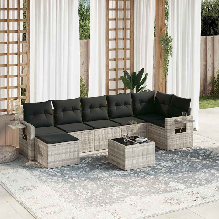 Set Canapele De Grădină, 7 Piese, Cu Perne, Bej, Poliratan