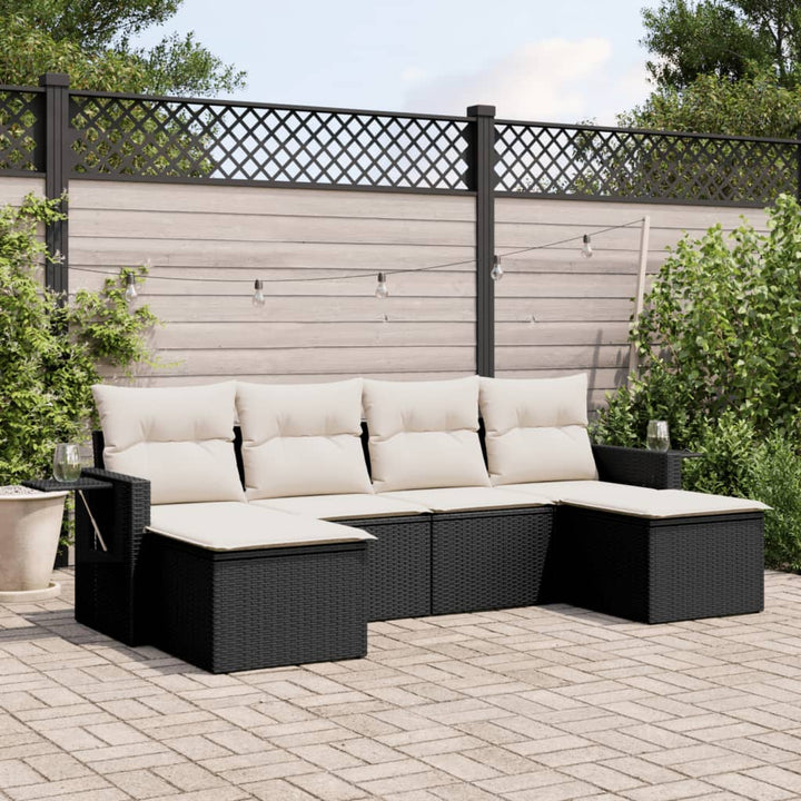 Set Mobilier Grădină Cu Perne, 6 Piese, , Poliratan