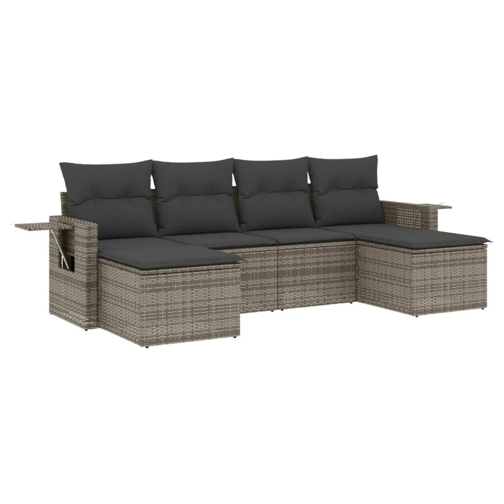 Set Mobilier Grădină Cu Perne, 6 Piese, , Poliratan