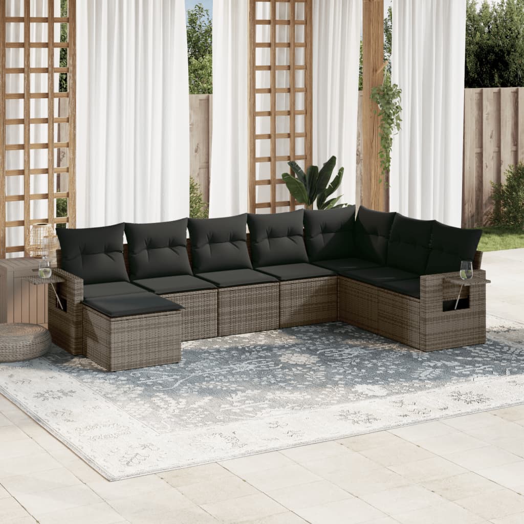 Set Canapele De Grădină, 8 Piese, Cu Perne, Bej, Poliratan