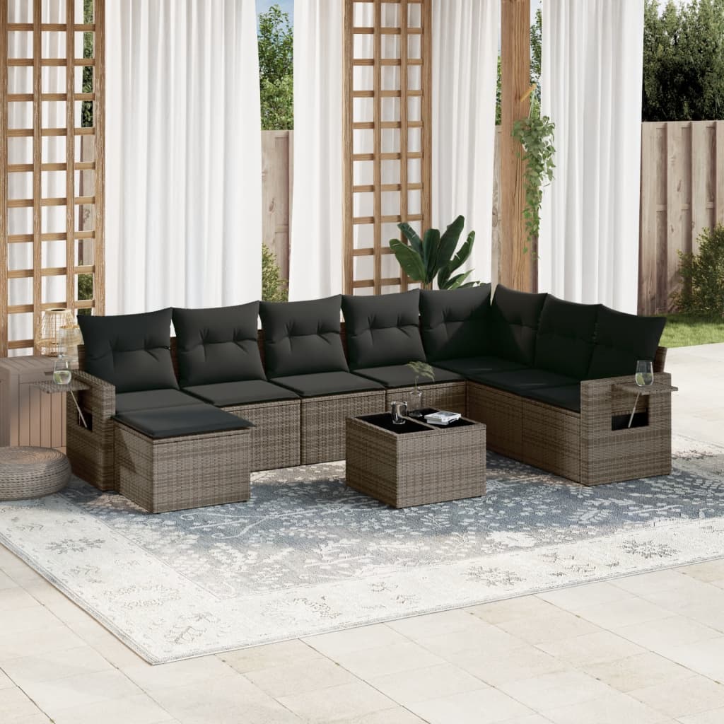 Set Canapele De Grădină, 8 Piese, Cu Perne, Bej, Poliratan