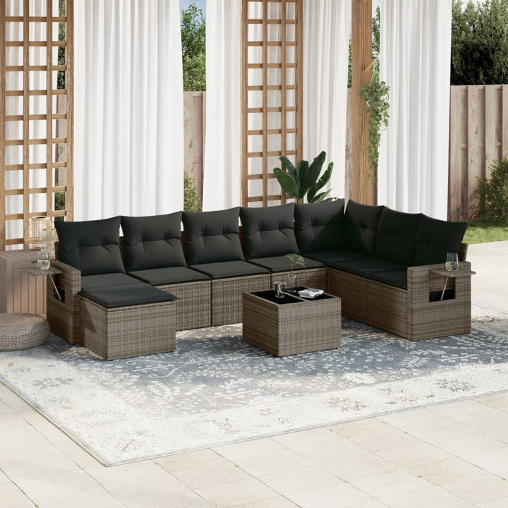 Set Canapele De Grădină, 8 Piese, Cu Perne, Bej, Poliratan
