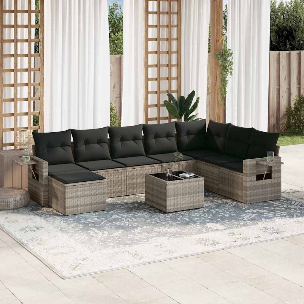 Set Canapele De Grădină, 8 Piese, Cu Perne, Bej, Poliratan