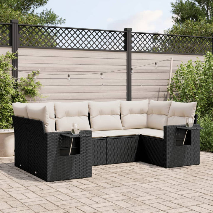 Set Mobilier Grădină Cu Perne, 6 Piese, , Poliratan