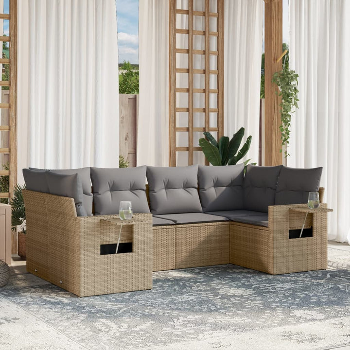 Set Mobilier Grădină Cu Perne, 6 Piese, , Poliratan