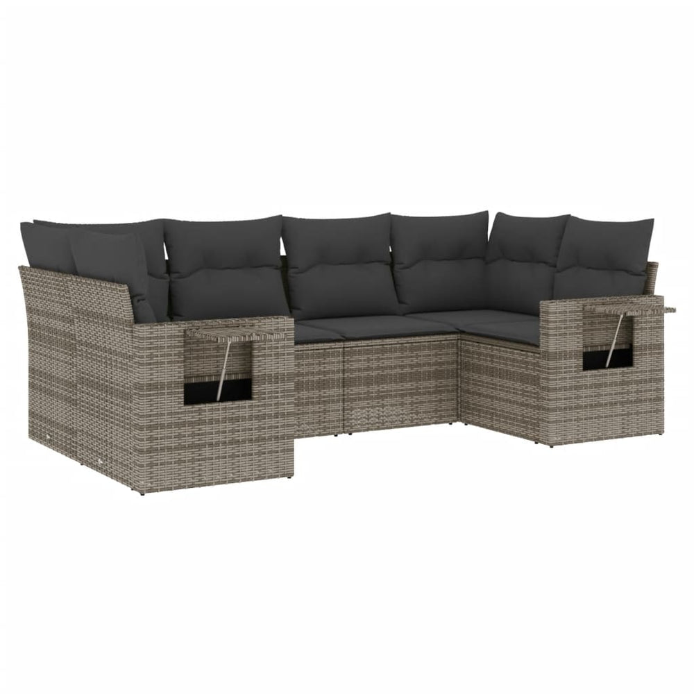 Set Mobilier Grădină Cu Perne, 6 Piese, , Poliratan
