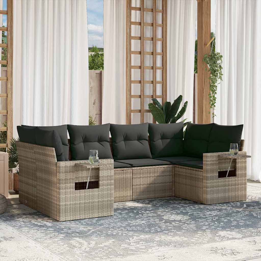 Set Mobilier Grădină Cu Perne, 6 Piese, , Poliratan