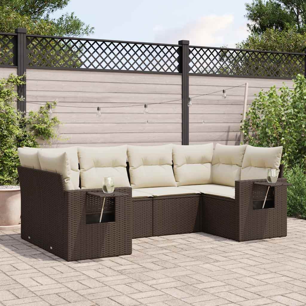 Set Mobilier Grădină Cu Perne, 6 Piese, , Poliratan
