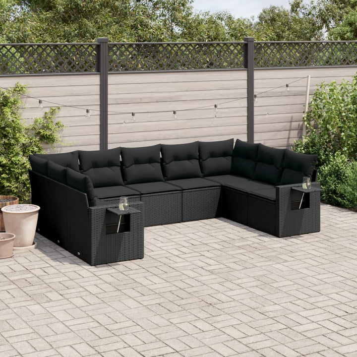 Set Canapele De Grădină, 9 Piese, Cu Perne, Bej, Poliratan