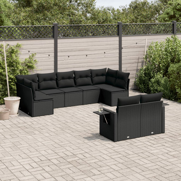 Set Canapele De Grădină, 9 Piese, Cu Perne, Bej, Poliratan