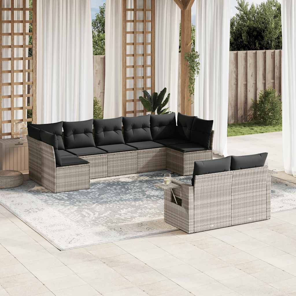 Set Canapele De Grădină, 9 Piese, Cu Perne, Bej, Poliratan