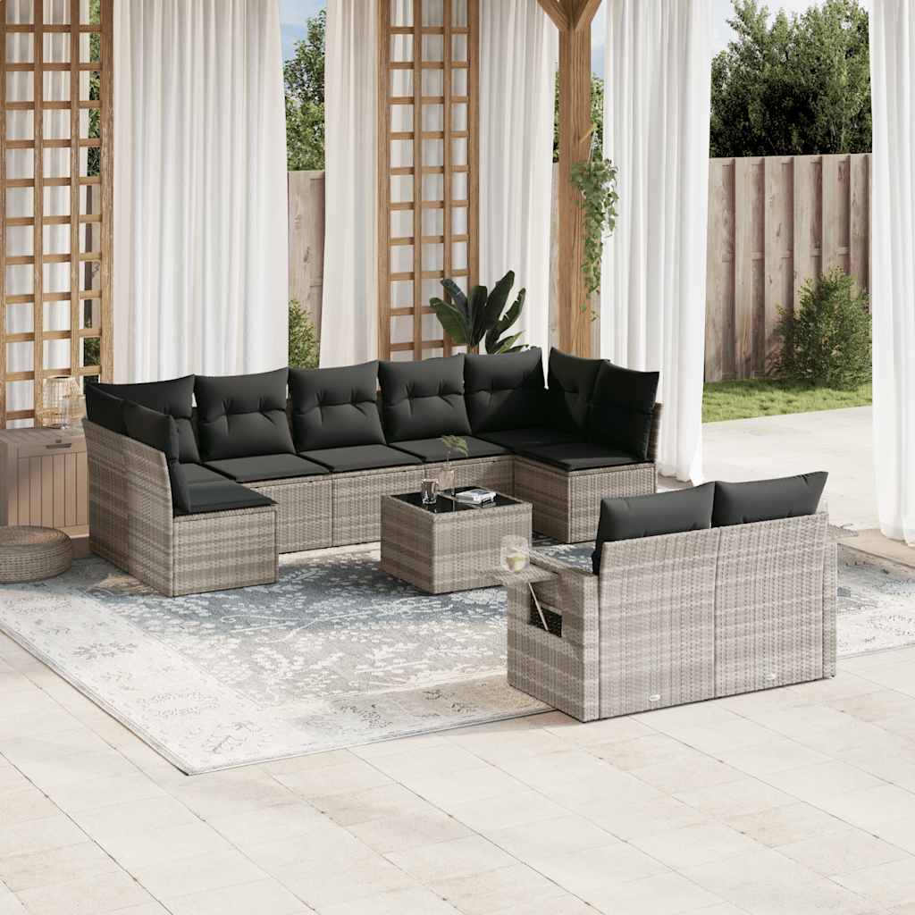 Set Canapele De Grădină, 9 Piese, Cu Perne, Bej, Poliratan