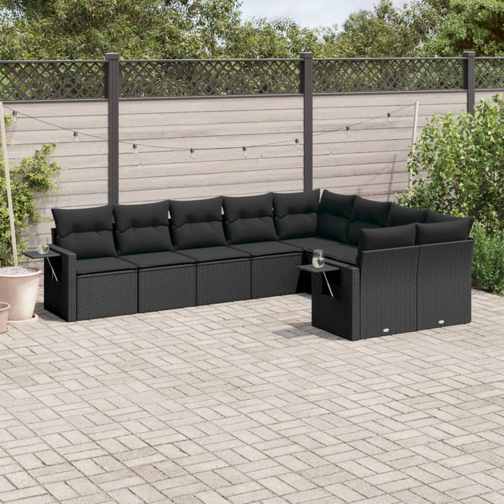 Set Canapele De Grădină, 9 Piese, Cu Perne, Bej, Poliratan