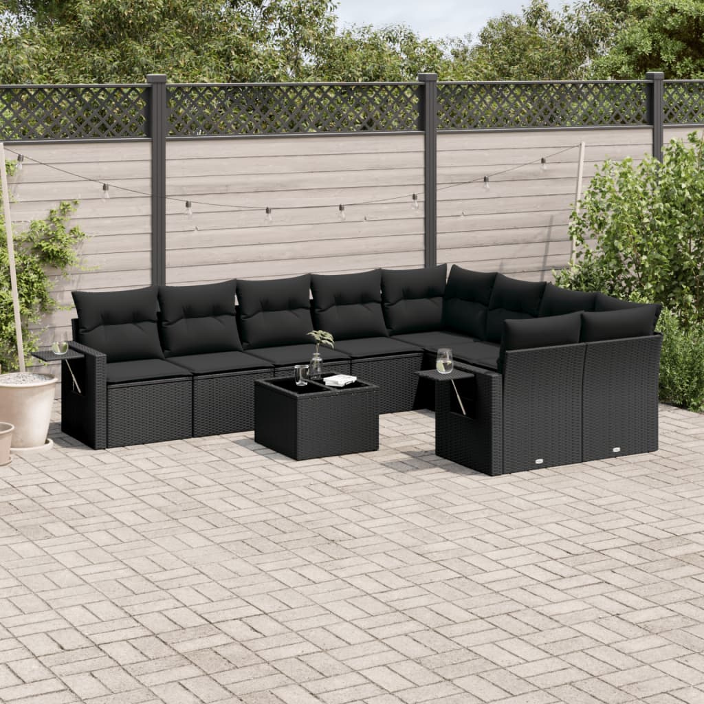 Set Canapele De Grădină, 9 Piese, Cu Perne, Bej, Poliratan