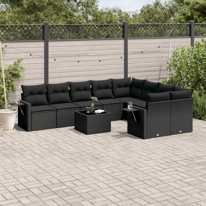 Set Canapele De Grădină, 9 Piese, Cu Perne, Bej, Poliratan