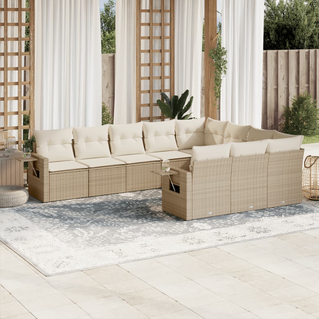Set Mobilier De Grădină Cu Perne, 10 Piese, , Poliratan