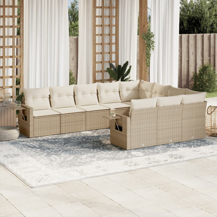 Set Mobilier De Grădină Cu Perne, 10 Piese, , Poliratan