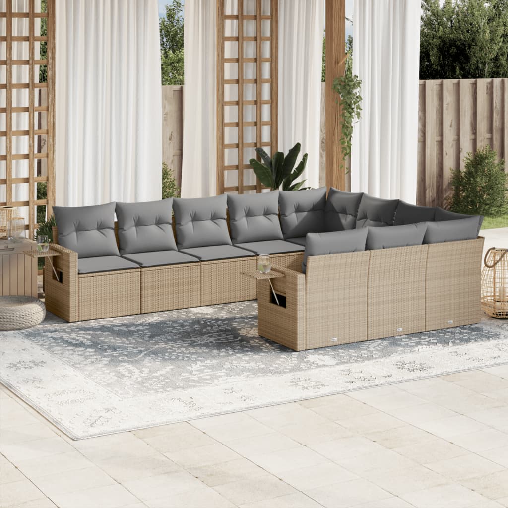 Set Mobilier De Grădină Cu Perne, 10 Piese, , Poliratan