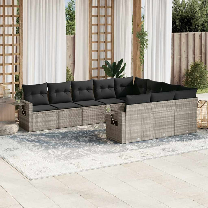 Set Mobilier De Grădină Cu Perne, 10 Piese, , Poliratan