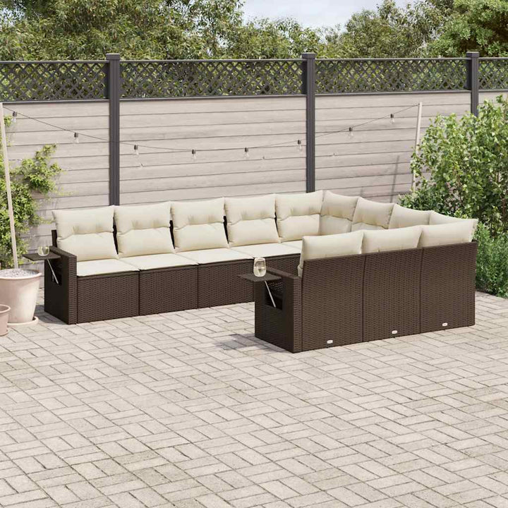 Set Mobilier De Grădină Cu Perne, 10 Piese, , Poliratan