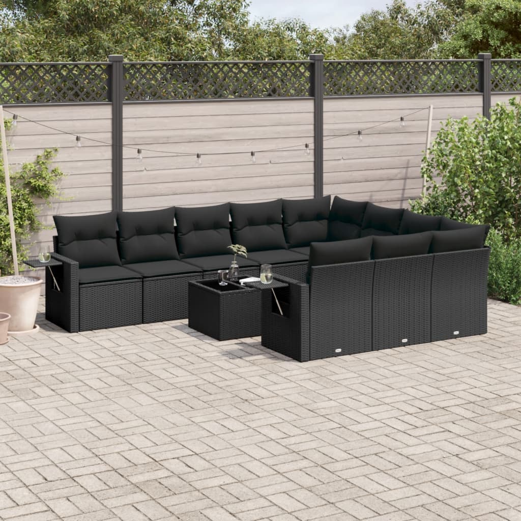 Set Mobilier De Grădină Cu Perne, 10 Piese, , Poliratan