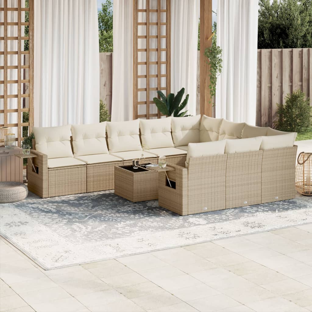 Set Mobilier De Grădină Cu Perne, 10 Piese, , Poliratan