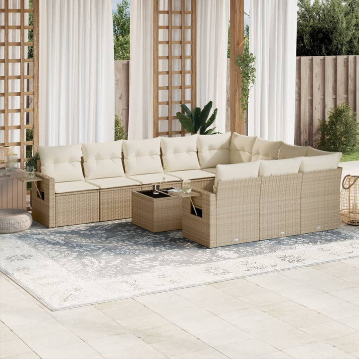 Set Mobilier De Grădină Cu Perne, 10 Piese, , Poliratan