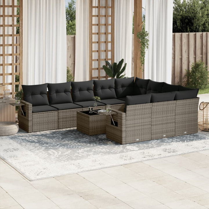 Set Mobilier De Grădină Cu Perne, 10 Piese, , Poliratan