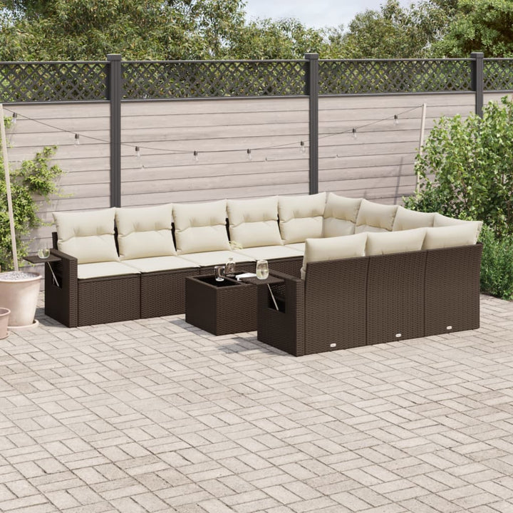 Set Mobilier De Grădină Cu Perne, 10 Piese, , Poliratan