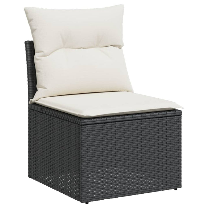 Set Canapele De Grădină Cu Perne, 10 Piese, Negru, Poliratan