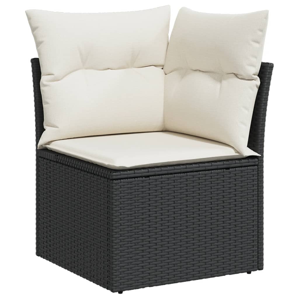 Set Canapele De Grădină Cu Perne, 10 Piese, Negru, Poliratan