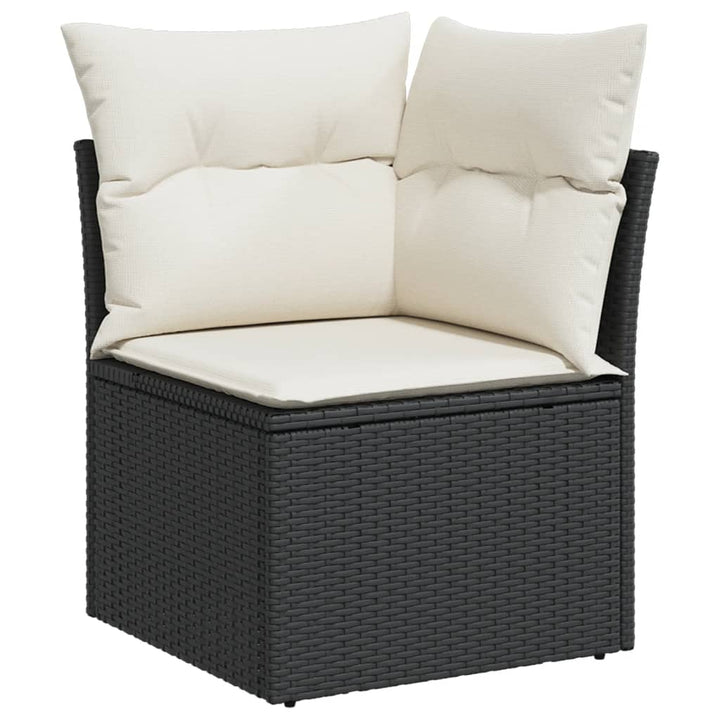 Set Canapele De Grădină Cu Perne, 10 Piese, Negru, Poliratan