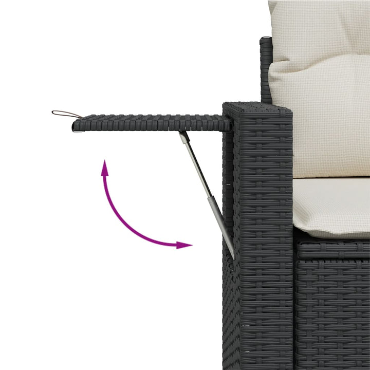 Set Canapele De Grădină Cu Perne, 10 Piese, Negru, Poliratan