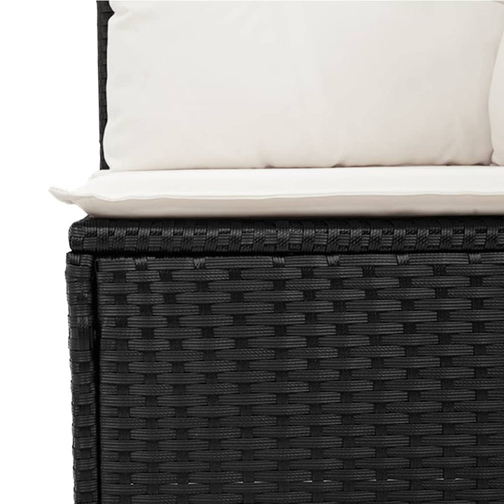 Set Canapele De Grădină Cu Perne, 10 Piese, Negru, Poliratan