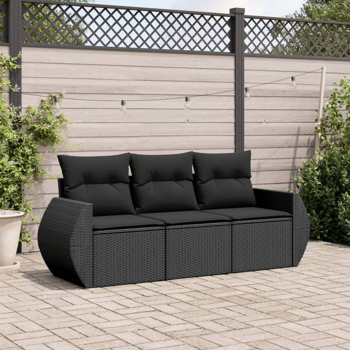 Set Canapea De Grădină Cu Perne, 3 Piese, , Poliratan