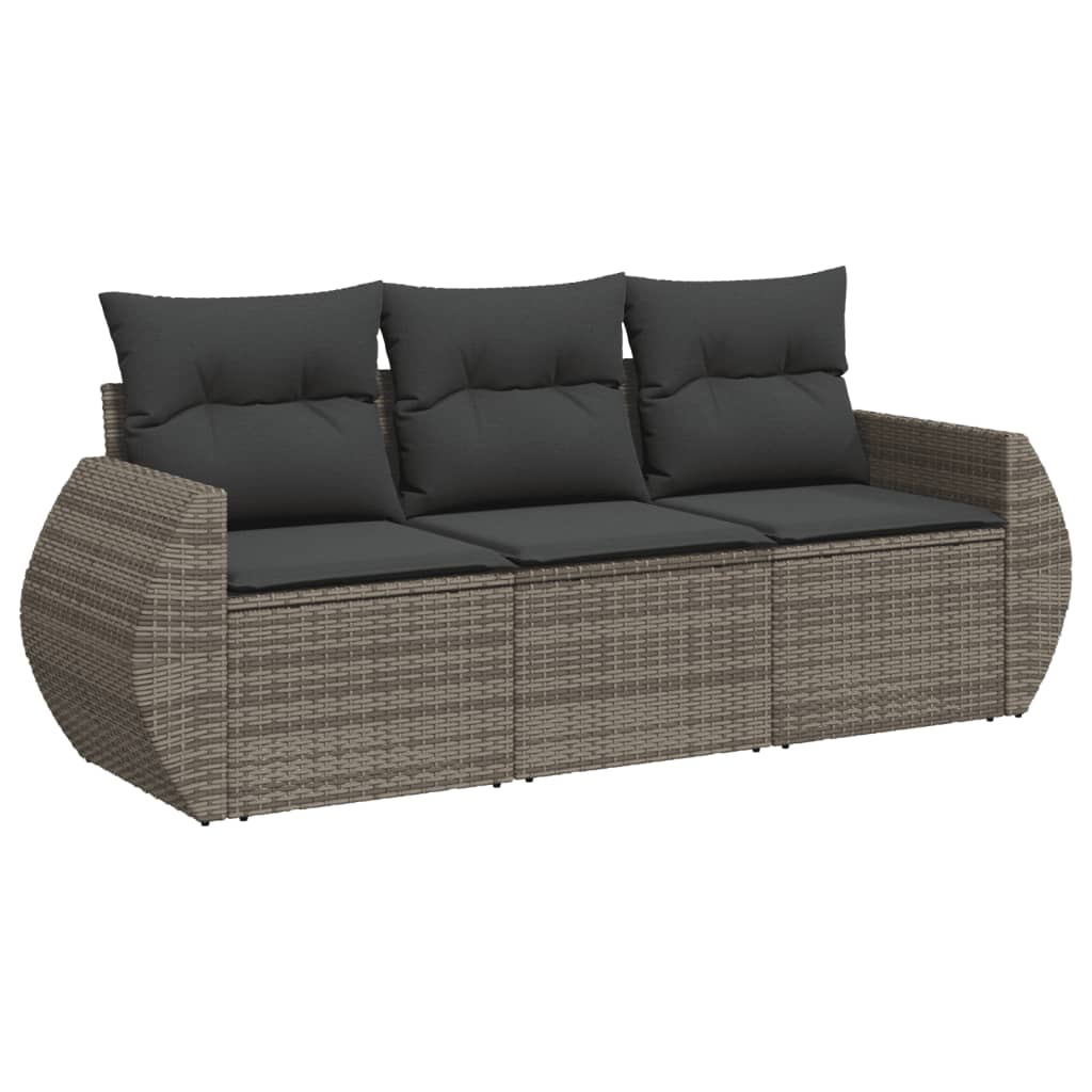 Set Canapea De Grădină Cu Perne, 3 Piese, , Poliratan