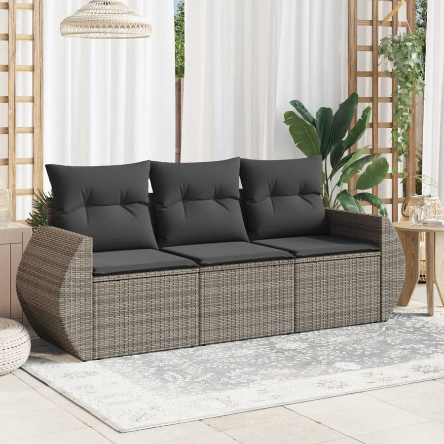 Set Canapea De Grădină Cu Perne, 3 Piese, , Poliratan