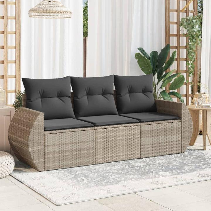 Set Canapea De Grădină Cu Perne, 3 Piese, , Poliratan