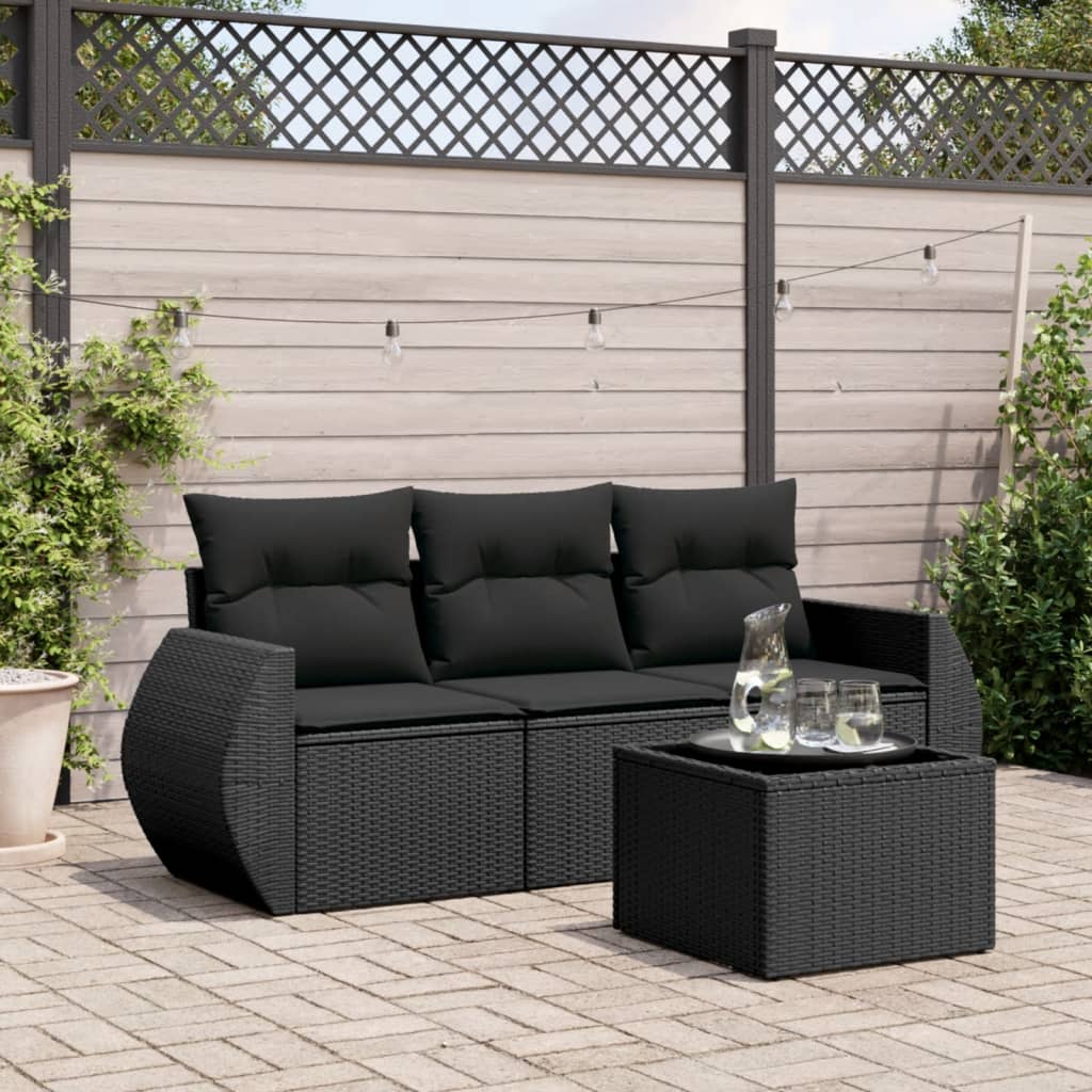 Set Canapea De Grădină Cu Perne, 3 Piese, , Poliratan