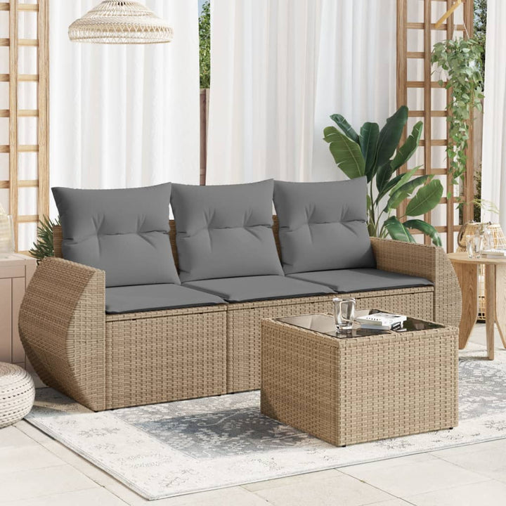 Set Canapea De Grădină Cu Perne, 3 Piese, , Poliratan