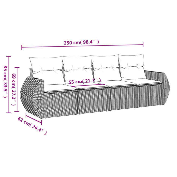Set Canapele De Grădină, 4 Piese, Cu Perne, Bej, Poliratan