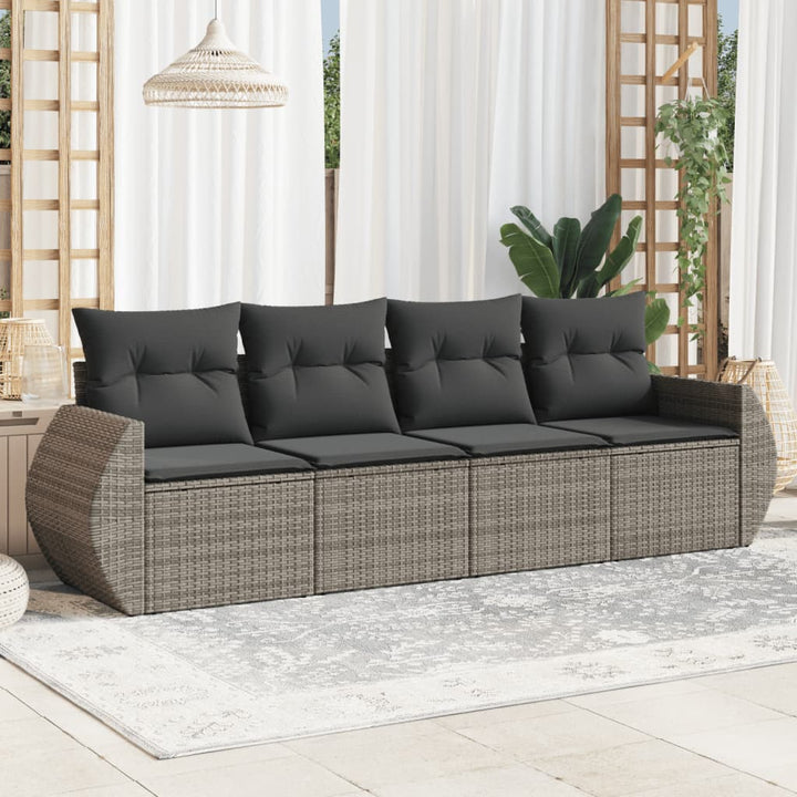 Set Canapele De Grădină, 4 Piese, Cu Perne, Bej, Poliratan