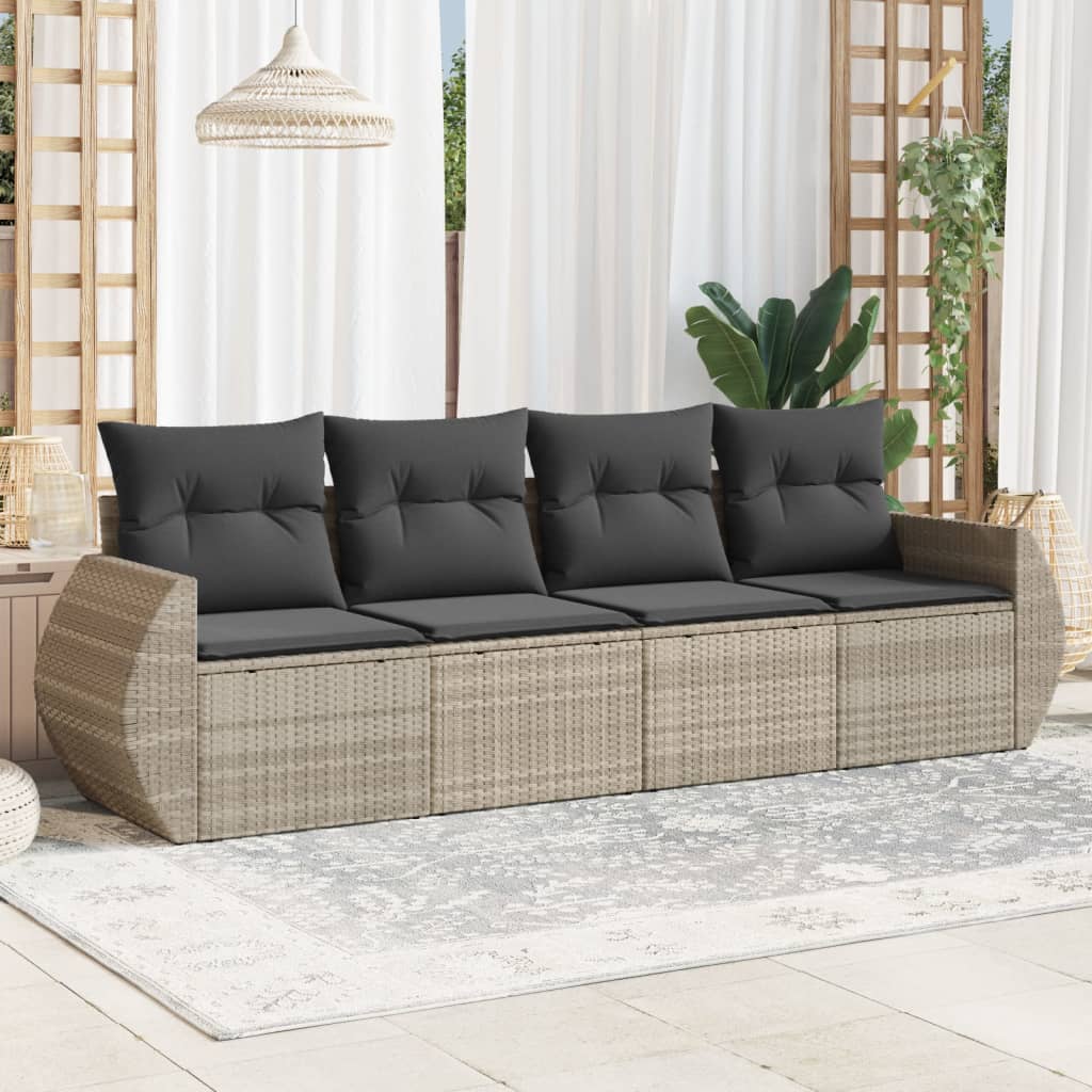 Set Canapele De Grădină, 4 Piese, Cu Perne, Bej, Poliratan