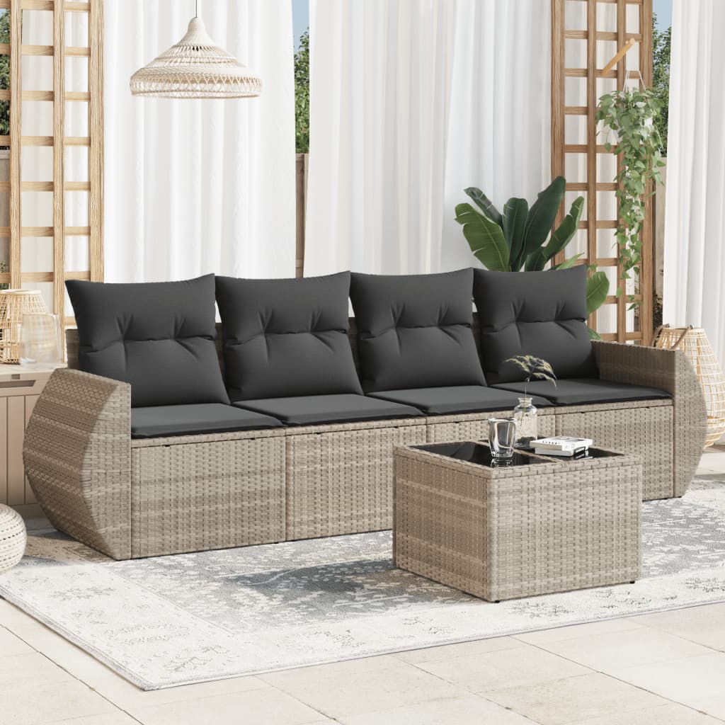Set Canapele De Grădină, 4 Piese, Cu Perne, Bej, Poliratan