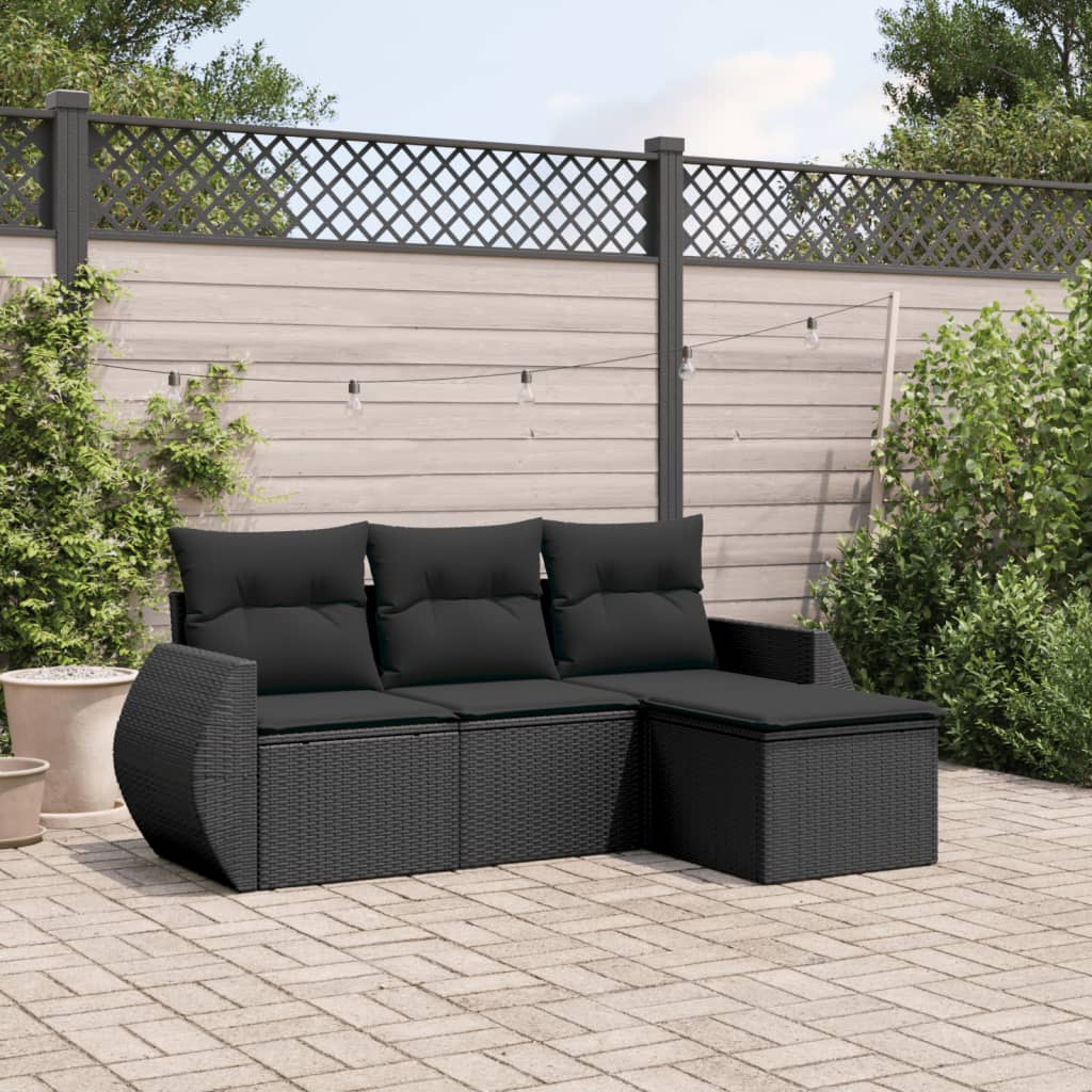 Set Canapele De Grădină, 4 Piese, Cu Perne, Bej, Poliratan
