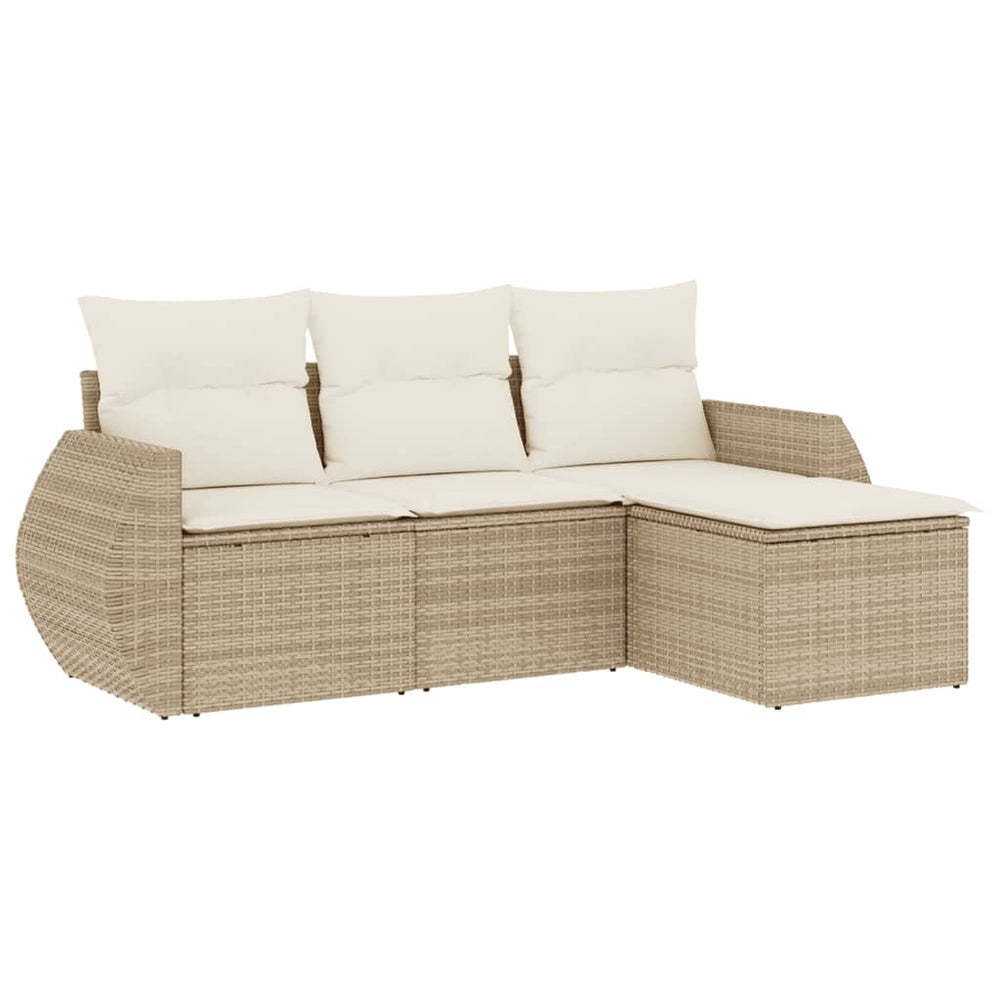Set Canapele De Grădină, 4 Piese, Cu Perne, Bej, Poliratan