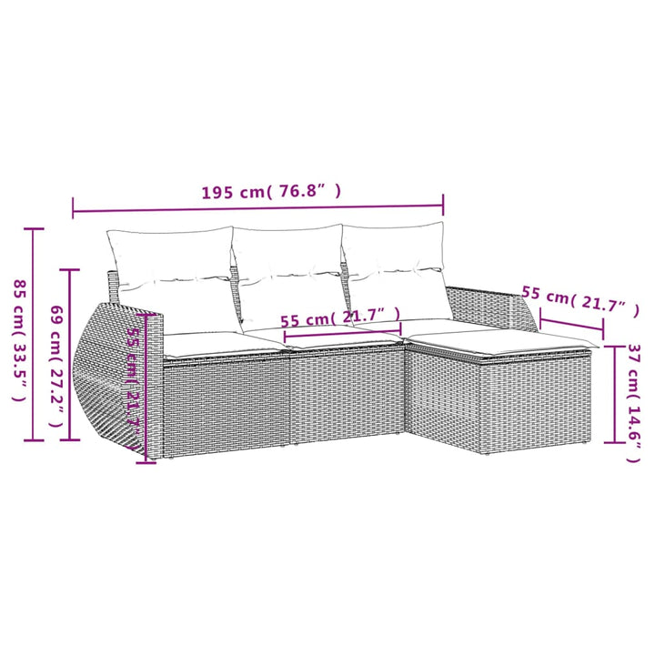Set Canapele De Grădină, 4 Piese, Cu Perne, Bej, Poliratan