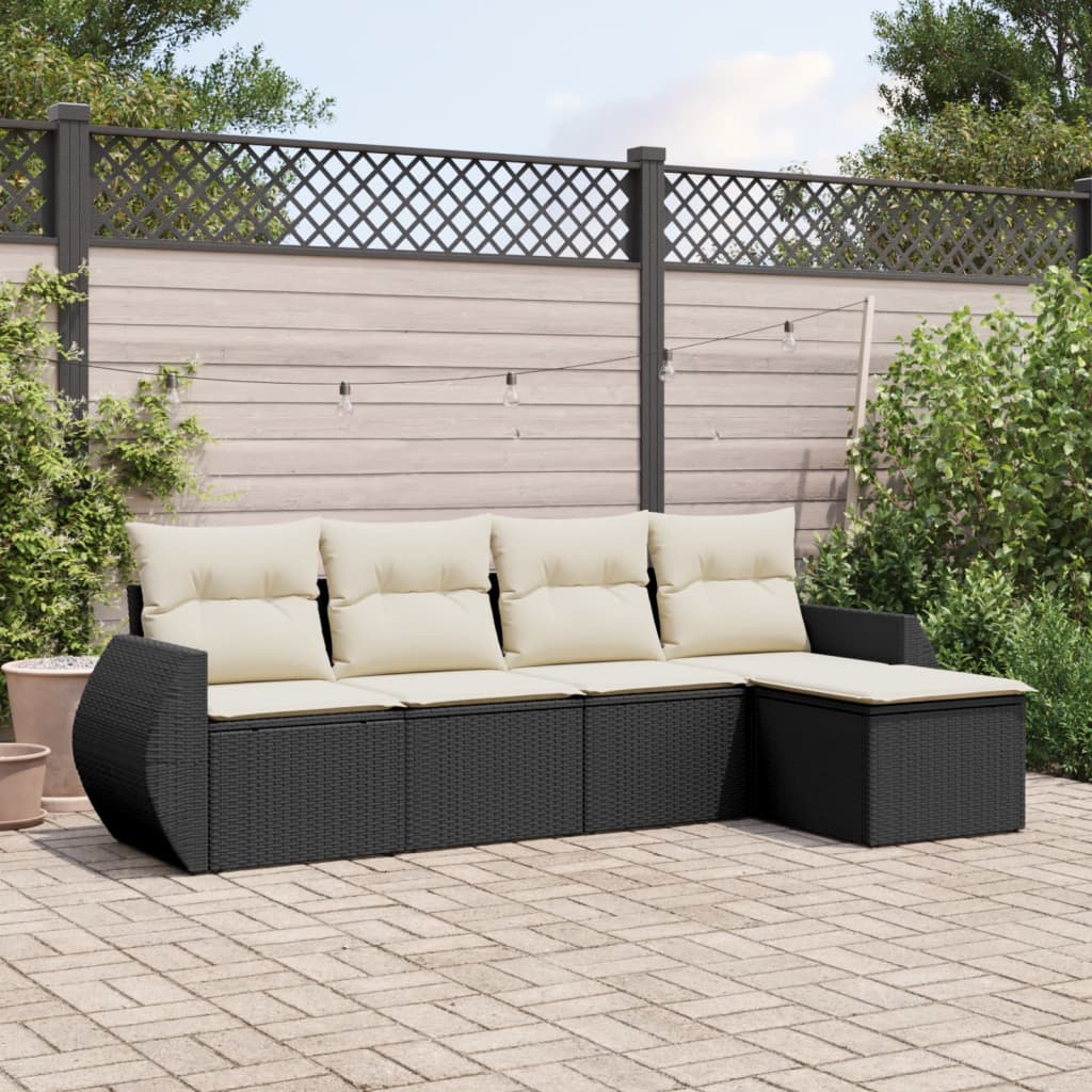 Set Mobilier De Grădină Cu Perne, 5 Piese, , Poliratan