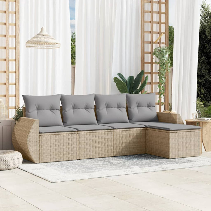 Set Mobilier De Grădină Cu Perne, 5 Piese, , Poliratan